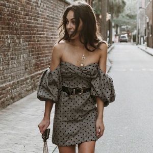 Eggie by Jenn Im Polk a dot dress with puffy sleeves